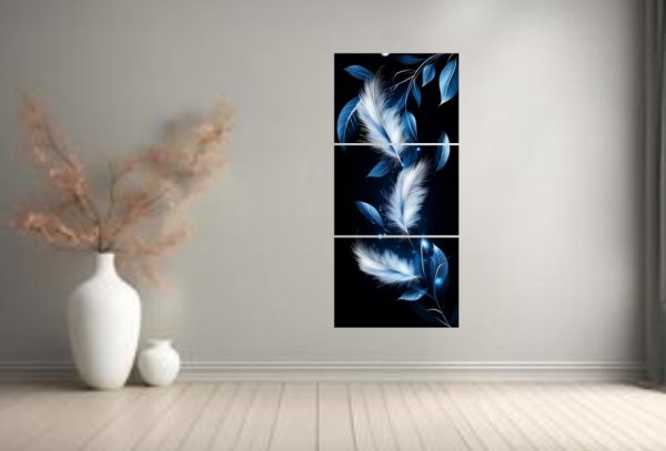 Set of 3 Leaf Art Wooden Frames – Sticky Photo Tiles for Wall Decoration
