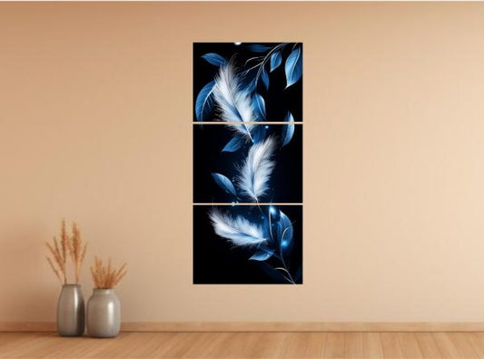 Set of 3 Leaf Art Wooden Frames – Sticky Photo Tiles for Wall Decoration